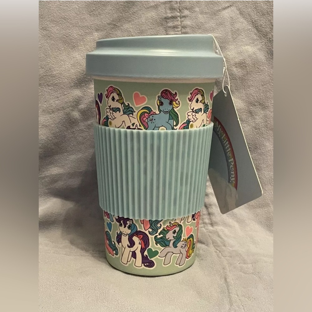 NEW Hasbro My Little Pony‎ Bamboo Travel Coffee Mug BPA Free w/ Removable Sleeve
